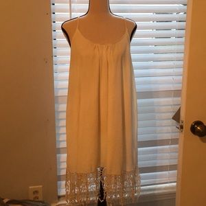 Spaghetti strap off white flow dress